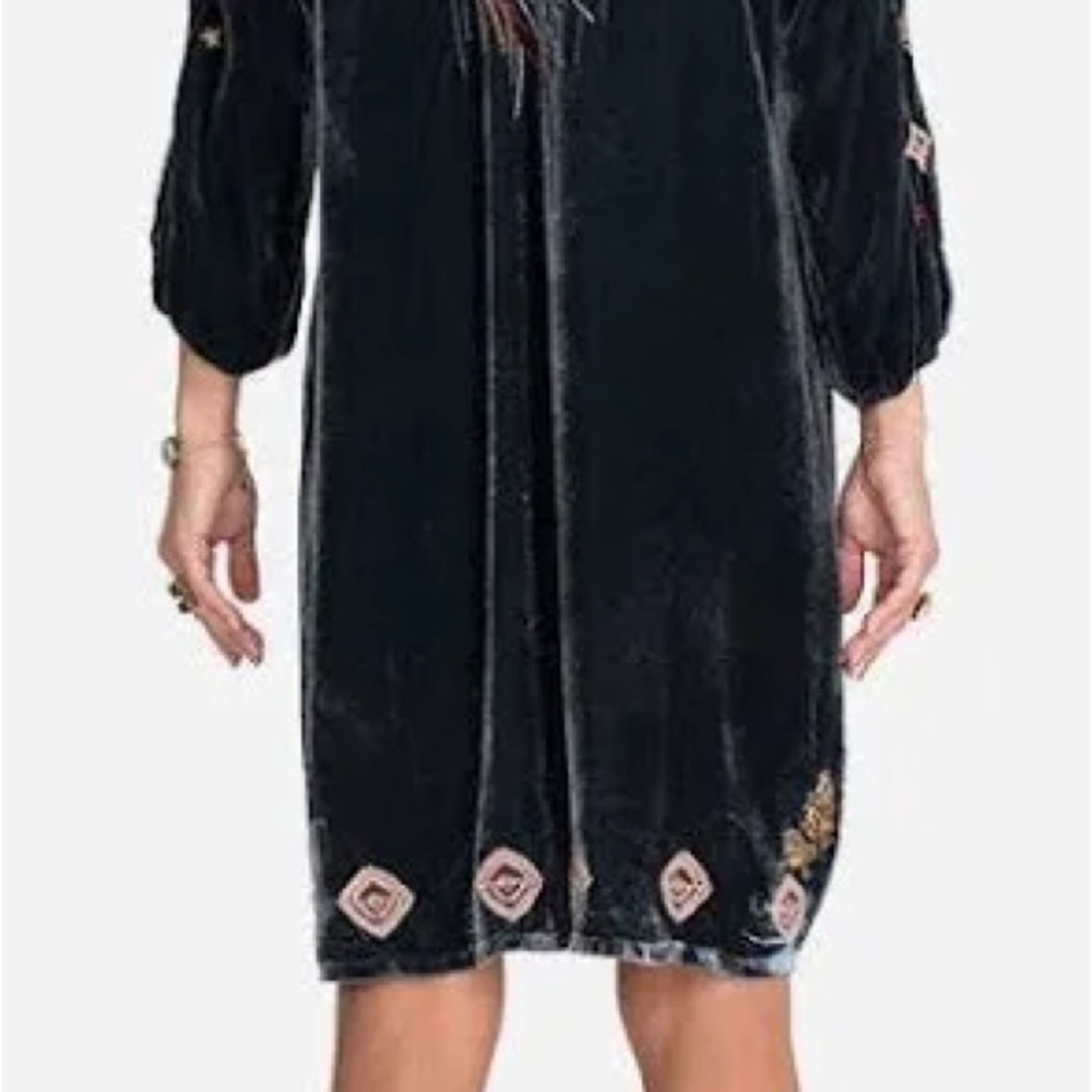 Johnny Was embroidered Selah Celestial Velvet Puff Sleeve Raglan Dress NWT RARE - Picture 12 of 16